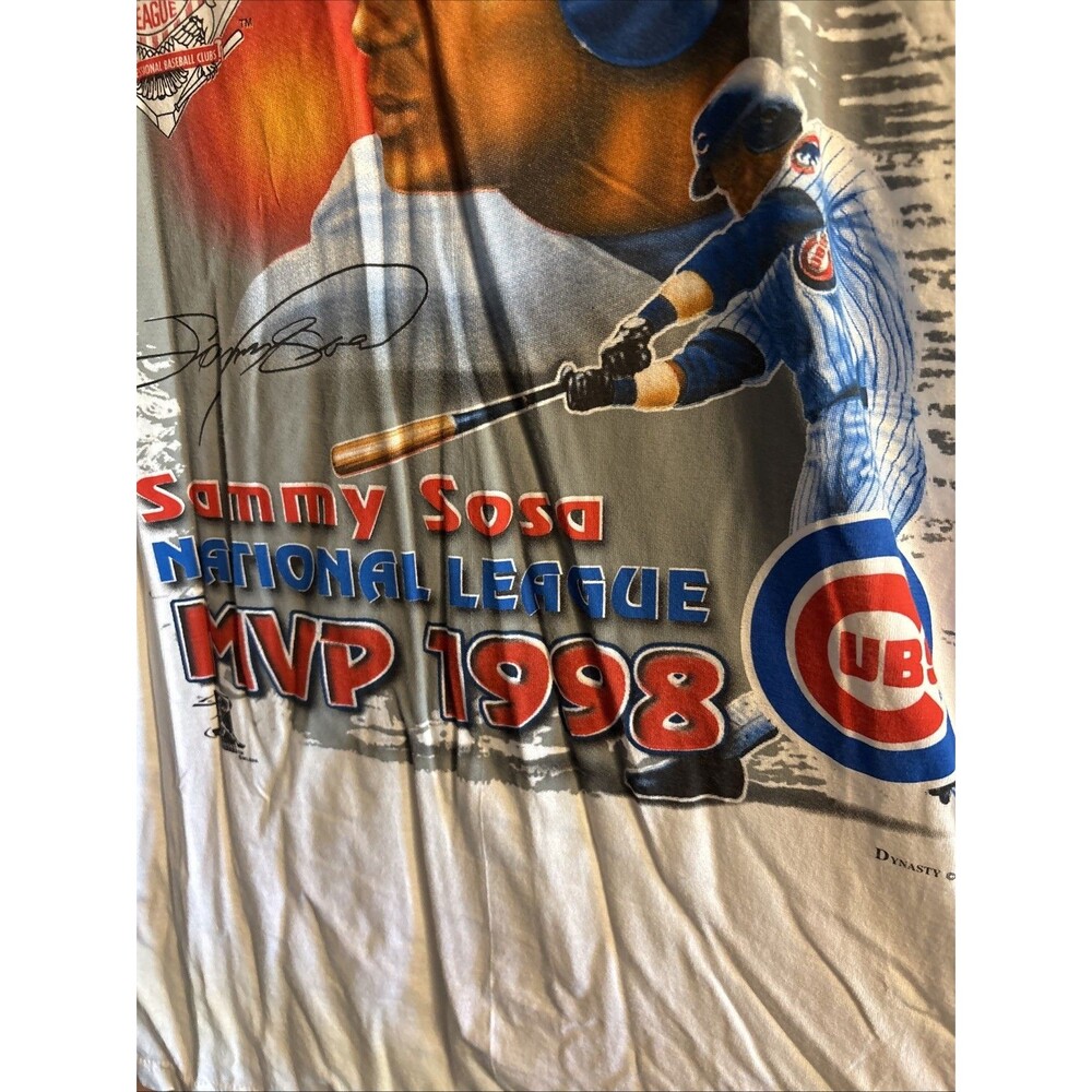 Vintage 1998 Sammy Sosa NL MVP Home Run Tour T-Shirt MLB Chicago Cubs XL - Picture 15 of 16